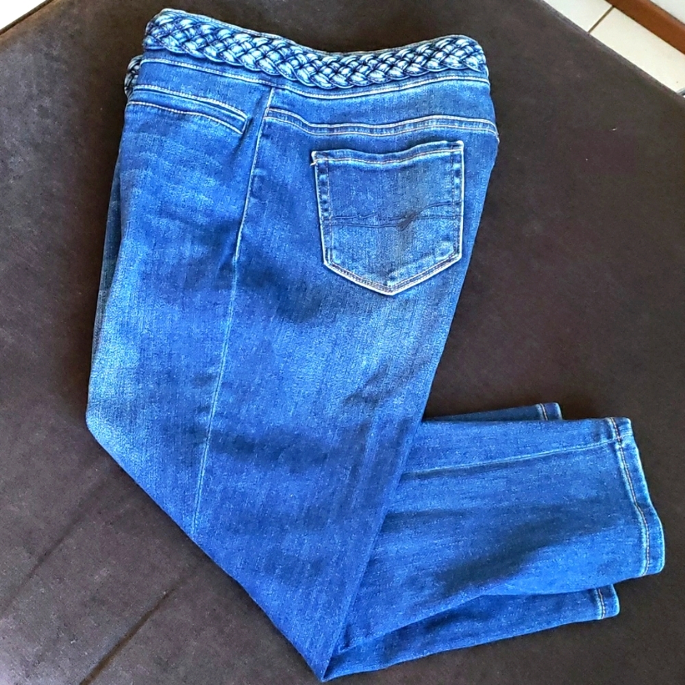 New York and Co High waisted cropped legging 14 blue jean